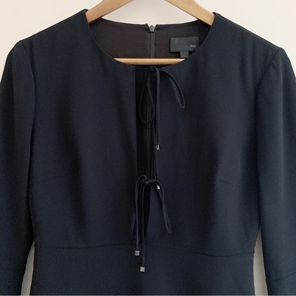 Intermix Tie Front Blouse XS Black Plunge Neckline - Picture 2 of 8